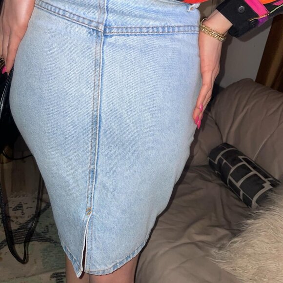 Vintage Staff Travel Jean Pencil Skirt Sz 26 - Picture 2 of 7